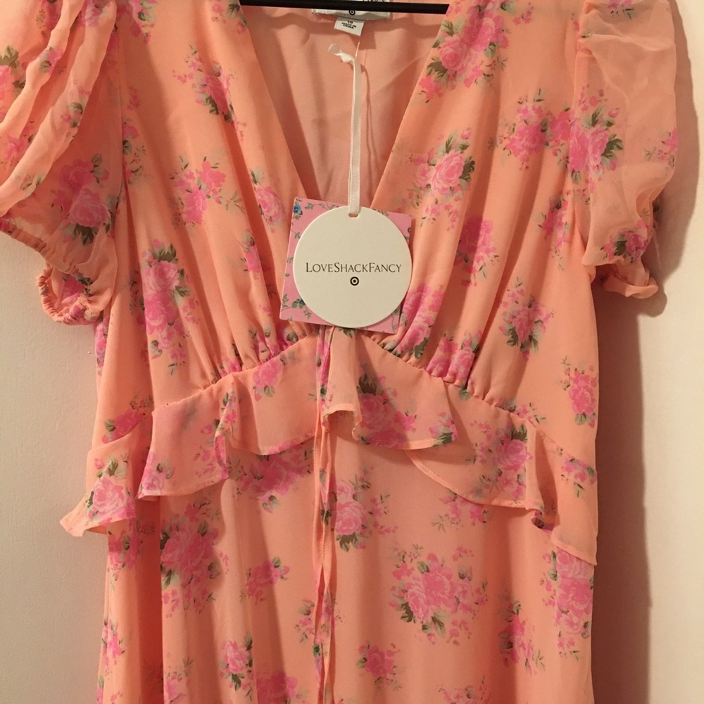 LoveShackFancy Pink Floral Dress New (10)
